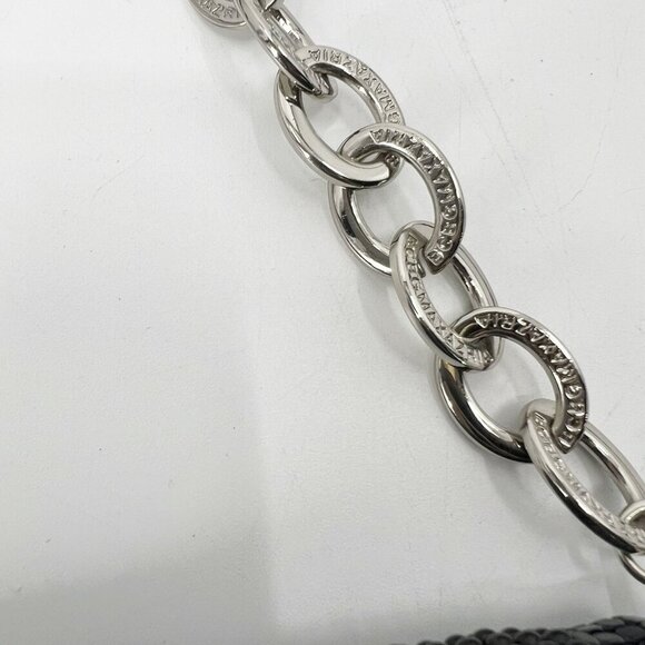 BCBGMAXAZRIA Black Navy Striped Mesh Shoulder Bag Chain Strap Evening Party HOCO - Picture 3 of 13